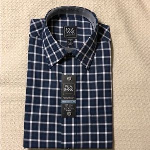 Jos. A. Bank blue plaid Traveler shirt size Med.